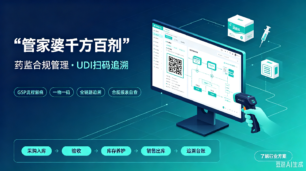 管家婆千方百剂｜适配药监合规，UDI 扫码全链条追溯，助力药械企业规范化经营